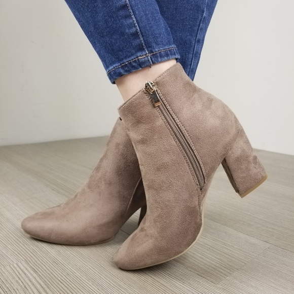 Pointy Toe Tan Vegan Suede Ankle Boots-FF - Picture 2 of 8